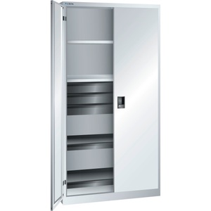 Lista, LISTA Werkzeugschrank, (BxTxH) 1000x580x1950mm, 2 Auszüge, 3 Schubladen, lichtgrau, CODE Lock