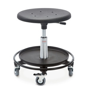 Jungheinrich PROFISHOP, Hocker, PU-Formsitz Ø 480 mm, Sitzhöhe 310-380 mm, Fussring mit Ablage