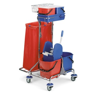 EVO-PRODUCTS, Reinigungswagen Universal IV, verchromt, 2x 15 Liter mit Mopp-Presse + 2x 6 Liter