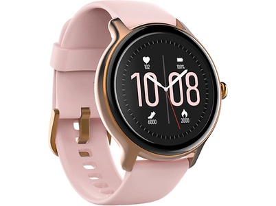 HAMA, Hama Fit Watch 4910 Smartwatch Rosa, HAMA Fit Watch 4910 - Smartwatch (Armband Länge max./min. 10.6 cm/8.4 cm, Armband Breite: 2 Silikon, Rosa/Gold)