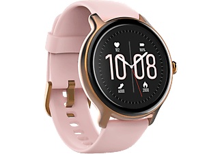 HAMA, Hama Fit Watch 4910 Smartwatch Rosa, HAMA Fit Watch 4910 - Smartwatch (Armband Länge max./min. 10.6 cm/8.4 cm, Armband Breite: 2 Silikon, Rosa/Gold)