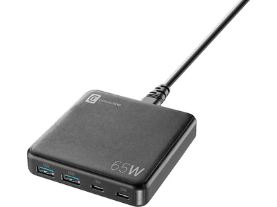 cellularline, CELLULARLINE Multipower Desk 65W - 4-Port-GaN-Netzladegerät (Schwarz), Cellularline Multipower Desk GaN-Charger 65W, 2x USB-A, 2x USB-C Multipower Charger ? USB C Kabel/Adapter/Ladegerät