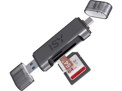 ISY, ISY ICR-6000 - 2-in-1-USB-Kartenleser (Schwarz), 