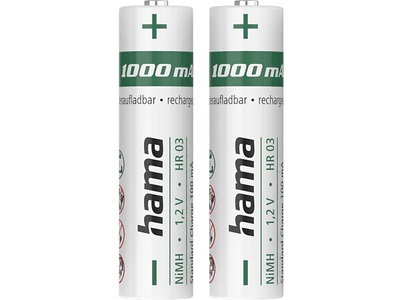 HAMA, HAMA AAA NiMH 1000 mAh 2 Stück - Akku (Silber), HAMA 223524 AAA NiMH 1000 mAh 2 Stück (vorgeladen) - Akku (Silber)