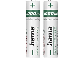 HAMA, HAMA AAA NiMH 1000 mAh 2 Stück - Akku (Silber), HAMA 223524 AAA NiMH 1000 mAh 2 Stück (vorgeladen) - Akku (Silber)