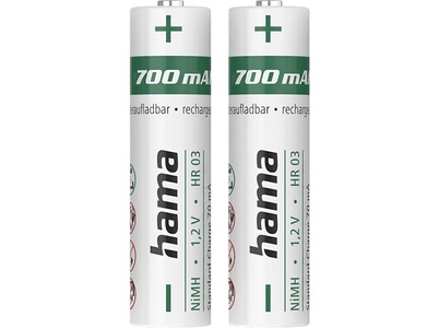HAMA, HAMA AAA NiMH 700 mAh 2 Stück - Akku (Silber), HAMA 223525 AAA NiMH 700 mAh 2 Stück - Akku (Silber)