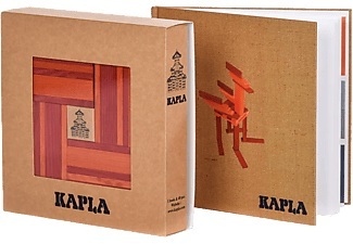 KAPLA, KAPLA Holzbausteine Farben-Set mit Buch 40-teilig rot-orange, Kapla - Geschenkset:/orange -Steine und Buch, Rot