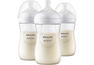 PHILIPS AVENT, PHILIPS AVENT SCY903/03 - Babyflasche (Weiss/Transparent), Philips Avent Natural Response Babyflasche, 260ml, 1M+ (3 Stk)