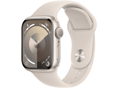 Apple, APPLE Watch Series 9 (GPS, Alu) 41 mm - Smartwatch (S/M 130-180 mm, Fluorelastomer, Polarstern/Polarstern), Watch Series 9, Aluminium, 41mm, GPS