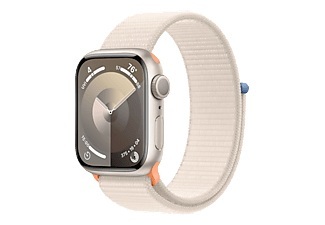 Apple, APPLE Watch Series 9 (GPS, Alu) 41 mm - Smartwatch (Stufenlos verstellbar, Textil (Carbon Neutral), Polarstern/Polarstern), Apple Smartwatch »Series 9, GPS, Aluminium-Gehäuse mit Sport Loop Armband«, Watch OS 10, 64 GB,)