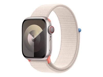 APPLE Watch Series 9 (GPS + Cellular, Alu) 41 mm - Smartwatch (Stufenlos verstellbar, Textil (Carbon Neutral), Polarstern/Polarstern)