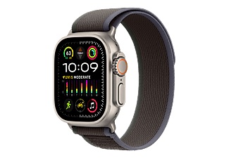 APPLE Ultra 2 (GPS + Cellular, Titan) 49 mm - Smartwatch (M/L 145-220 mm, Nylongewebe (Carbon Neutral), Titan Natur/Grün/Grau)