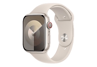 APPLE Watch Series 9 (GPS + Cellular, Alu) 45 mm - Smartwatch (M/L 160-210 mm, Fluorelastomer, Polarstern/Polarstern)