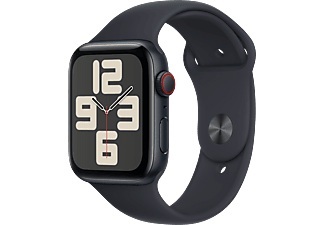 Apple, APPLE Watch SE (GPS + Cellular) 44 mm - Smartwatch (M/L 160-210 mm, Fluorelastomer, Mitternacht/Mitternacht), 