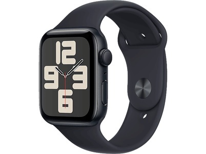 Apple, APPLE Watch SE (GPS) 44 mm - Smartwatch (M/L 160-210 mm, Fluorelastomer, Mitternacht/Mitternacht), Apple Watch SE 2023, 44mm, Midnight mit Midnight Sport Band M/L ? Midnight
