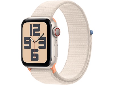 Apple, APPLE Watch SE (GPS + Cellular) 40 mm - Smartwatch (Stufenlos verstellbar, Textil (Carbon Neutral), Polarstern/Polarstern), 