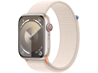 Apple, APPLE Watch Series 9 (GPS + Cellular, Alu) 45 mm - Smartwatch (Stufenlos verstellbar, Textil (Carbon Neutral), Polarstern/Polarstern), Watch Series 9, Aluminium, 45mm, Cellular