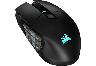 Corsair, CORSAIR SCIMITAR ELITE Wireless - Kabellose Gaming-Maus, Kabelgebunden und Kabellos, Optisch mit Leuchtdioden, 26.000 DPI, Schwarz, Scimitar Elite Wireless, Gaming-Maus