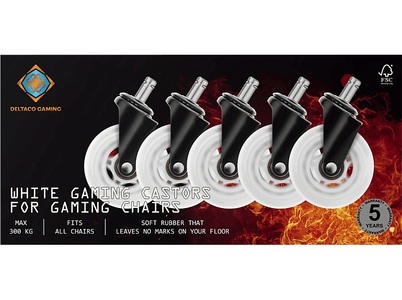 Deltaco, DELTACO GAM-157-W - Universalrollen (Schwarz/Weiss), DELTACO GAM-157-W - Universalrollen (Schwarz/Weiss)