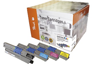 Peach, Peach Spar Pack Tonermodule kompatibel zu OKI 44469804, 44469722, 44469723, 44469724, Peach O4446/4449 4 Toner XL (bk, c/m/y) ersetzt OKI 44469722-9804 für z.B. OKI C 510 DN, OKI C 530 DN, OKI MC 561 DN