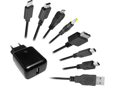 CLD/DRAGONSHOCK 7in1 - Ladekabel mit AC-Adapter (Schwarz)