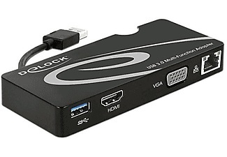 Delock, Netzwerkadapter 1 Gbit/s Delock USB 3.0 HDMI™, VGA, USB 3.0, LAN (10/100/1000 MBit/s), Delock Dockingstation USB3.0 HDMI/VGA/USB3/LAN