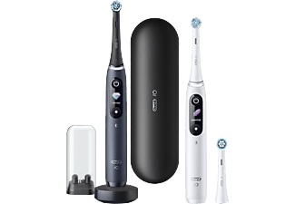 Braun, Oral-B iO Series 8 Duo, Elektrische Zahnbürste, ORAL-B iO 8 Duo + Sensitive - Elektrische Zahnbürste (Schwarz Onyx/Weiss Alabaster)