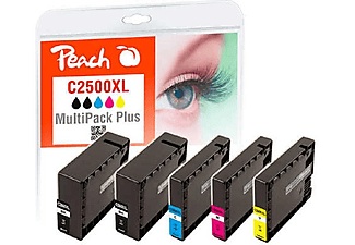 Peach, Peach Spar Pack Plus Tintenpatronen kompatibel zu Canon PGI-2500XL, Peach C2500 XL 5 Druckerpatronen XL (2*bk, c/m/y) ersetzt Canon PGI-2500XL, 9254B004 für z.B. Canon Maxify MB 5450, Canon Maxify MB 5455