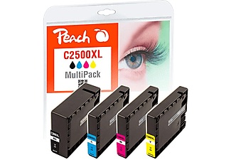 Peach, Peach Spar Pack Tintenpatronen, kompatibel zu Canon PGI-2500XL, Peach C2500 XL 4 Druckerpatronen XL (bk, c/m/y) ersetzt Canon PGI-2500XL, 9254B004 für z.B. Canon Maxify MB 5450, Canon Maxify MB 5455