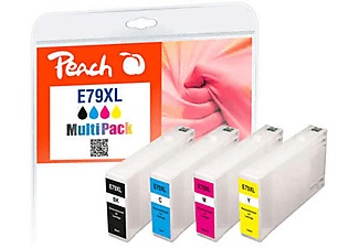 undefined, Peach 319898 4 Stück(e) Kompatibel Hohe (XL-) Ausbeute Schwarz, Cyan, Magenta, Gelb, Peach E79 XL 4 Druckerpatronen XL (bk, c/m/y) ersetzt Epson No. 79XL, C13T79054010 für z.B. Epson WorkForce Pro WF -4600