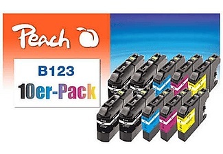 Peach, Peach 10er-Pack Tintenpatronen kompatibel zu Brother LC-123VALBP, Peach B123 VALBP 10 Druckerpatronen XL (2*bk, bk, c/m/y) ersetzt Brother LC-123VALBP für z.B. Brother MFCJ 4410 DW, Brother DCPJ 552 DW