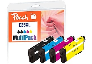 undefined, Peach Tinte Epson T3596, No 35XL Multi - 1x43, 3x24 ml, bk, c, m, y, Peach E35 4 Druckerpatronen XL (bk, c/m/y) ersetzt Epson T3596, No. 35XL, C13T35964010 für z.B. Epson WorkForce Pro WF -4720 DWF