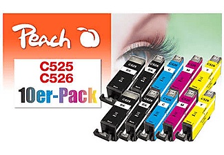 Peach, Peach 10er-Pack Tintenpatronen, kompatibel zu Canon PGI-525, CLI-526, Peach C525 10 Druckerpatronen XL (2*bk, 2*bkph, 2*c/m/y) ersetzt Canon PGI-525, CLI-526, 4541B006 für z.B. Canon Pixma MG 5150, Canon Pixma MG 5250