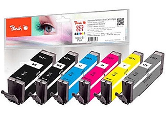 Peach, Peach Spar Pack mit grau Tintenpatronen XL-Ergiebigkeit, kompatibel zu Canon PGI-570XL, CLI-571XL, Peach C570 XL 6 Druckerpatronen XL (bk, bkph, gy, c/m/y) ersetzt Canon PGI-570XL, CLI-571XL für z.B. Canon Pixma TS 5050, Canon Pixma TS 6050