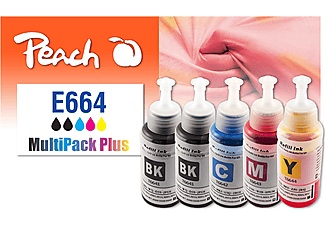 Peach, Peach Spar Pack Plus Tintenpatronen, kompatibel zu No. T664, Peach Tinte Canon CISS T664 Multi-Pack C, M, Y, BK