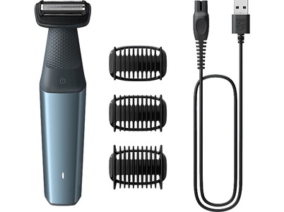 Philips, PHILIPS BG3027/03 - Bodygroomer (Schwarz/Blau), Philips BODYgroom - Series 3000 Wasserfester Trimmer Für Körper Und Intimbereich Bg3027/03