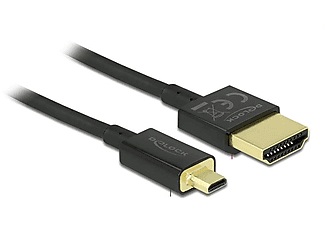 Delock, Delock HDMI Anschlusskabel [1x HDMI-Stecker - 1x HDMI-Stecker D Micro] 0.5 m Schwarz, Delock Kabel 4K 60Hz HDMI - Micro-HDMI (HDMI-D), 0.5 m, Schwarz