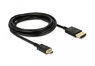 Delock, Delock HDMI Anschlusskabel [1x HDMI-Stecker - 1x HDMI-Stecker D Micro] 3 m Schwarz, Delock Kabel 4K 60Hz HDMI - Micro-HDMI (HDMI-D), 3 m, Schwarz