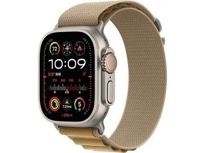 Apple, Apple Watch Ultra 2 GPS Cellular 49mm Natural Titanium/Tan Alpine Loop, Apple Watch Ultra 2 GPS + Cellular, 49mm, Natural Titanium / Tan Alpine Loop Small