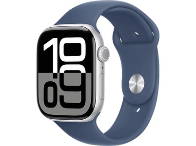 Apple, Apple Watch Series 10 GPS Cellular 46mm Silver Aluminium/Denim Sport, Apple Watch Series 10 GPS + Cellular, 46mm, Silver Aluminium / Denim Sport Band S/M ? Silber