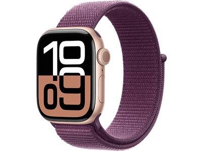 Apple, Apple Watch Series 10 GPS 42mm Rose Gold Aluminium/Plum Sport Loop, Apple Watch Series 10 GPS, 42mm, Rose Gold Aluminium / Plum Sport Loop ? Roségold