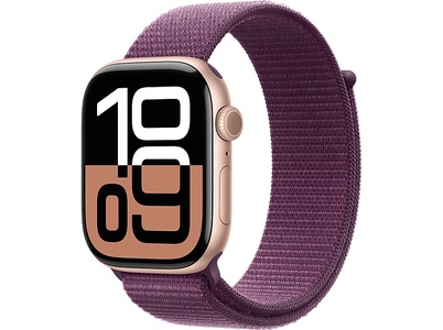 Apple, Apple Watch Series 10 GPS 46mm Rose Gold Aluminium/Plum Sport Loop, Apple Watch Series 10 GPS, 46mm, Rose Gold Aluminium / Plum Sport Loop ? Roségold