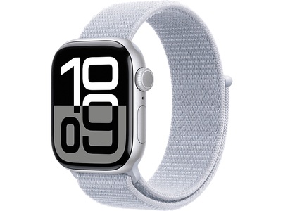 Apple, Apple Watch Series 10 GPS Cellular 42mm Silver Aluminium/Blue Cloud, Apple Watch Series 10 GPS + Cellular, 42mm, Silver Aluminium / Blue Cloud Sport Loop ? Silber