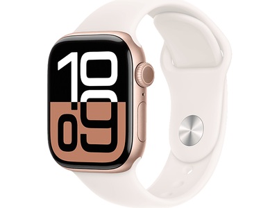 Apple, Apple Watch Series 10 GPS Cellular 42mm Rose Gold Aluminium/Light, Apple Watch Series 10 Aluminium, 42 mm, GPS + Cellular, Sport Band S/M, Roségold