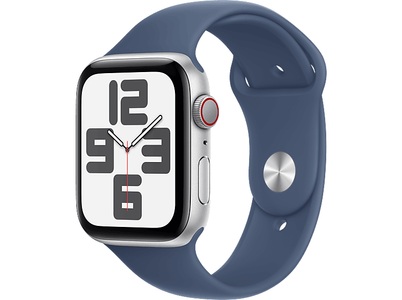 Apple, Apple Watch SE GPS Cellular 2024 44mm Silver/Denim Sport Band S/M, Apple Watch SE GPS + Cellular 2024, 44mm, Silver / Denim Sport Band S/M ? Silver