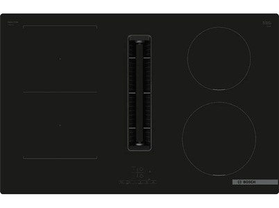 Bosch, BOSCH PVS801B16E Induktionskochfeld aus Glaskeramik (792 mm breit, 4 Kochfelder), Bosch PVS801B16E Serie 4 Induktionskochfeld mit integ. Dunstabzug