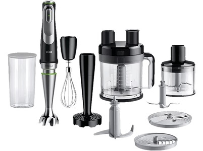 Braun, MultiQuick MQ 9187XLI, Stabmixer, BRAUN MultiQuick 9 MQ 9187XLI Stabmixer Premium Schwarz/Edelstahl (1200 W)