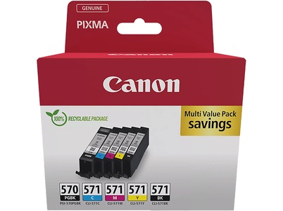 Canon, Canon PGCL570/1 Multipack Tinte PGBK/CMY/BKPIXMA MG5750 15/7ml, Canon Tintenp. 570/571 b/c/m/y