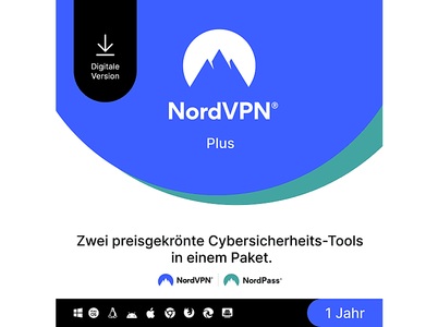 NORDVPN, NordVPN Plus - 1 Jahr Cybersicherheitspaket (VPN und Passwortmanager)
