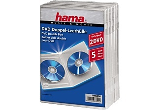 HAMA, Hama 83894 DVD Double Slim BOX - (Transparent), Hama DVD-Doppel-Leerhülle Standard; 5er-Pack; Transparent optische Medien Leerhülle